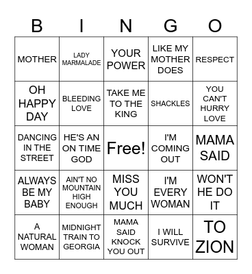 Mother's Day Brunch Musical Bingo Card