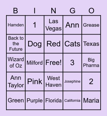 Jill Birthday Bingo Card