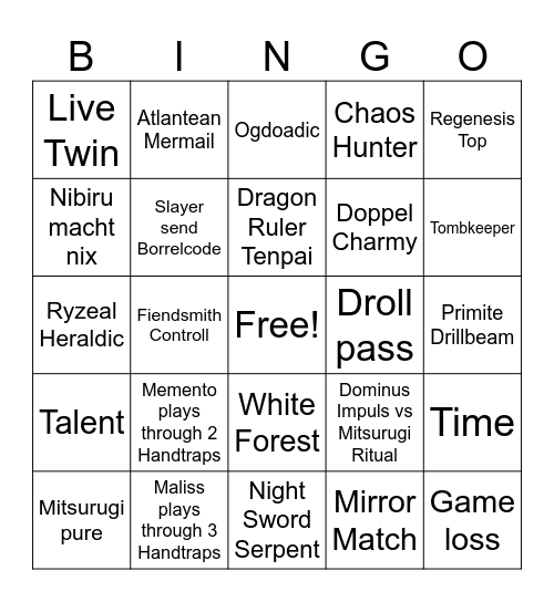 YCS Providence Bingo Card