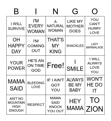 Mother's Day Brunch Musical Bingo Card
