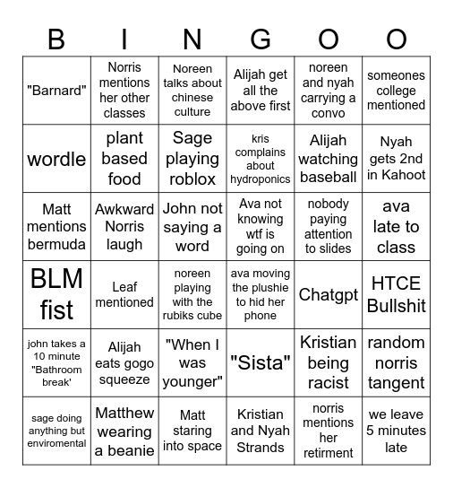 2.0 Bingo Card