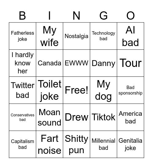 Kurtis Conner 2.0 Bingo Card