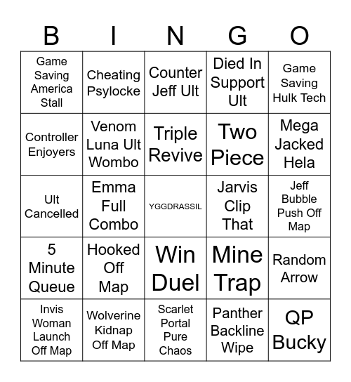 Rivals Bingo Card