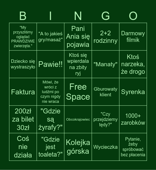 Kraków Zoo VR Bingo Card