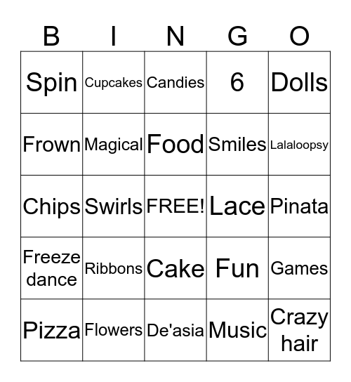 DE'ASIA BINGO  Bingo Card