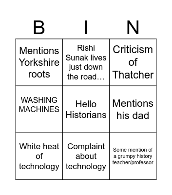 Mr Tyreman bingo Card