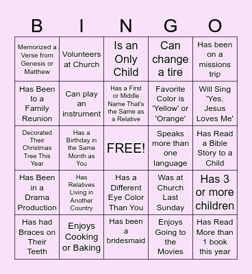Human Bingo Card