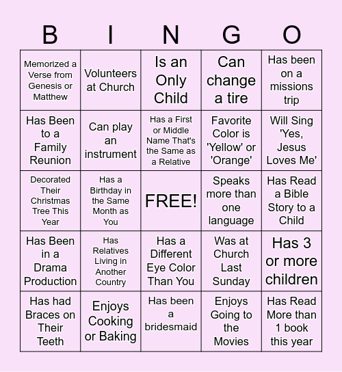 Human Bingo Card