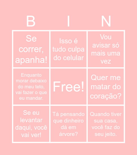Bingo das mães Bingo Card
