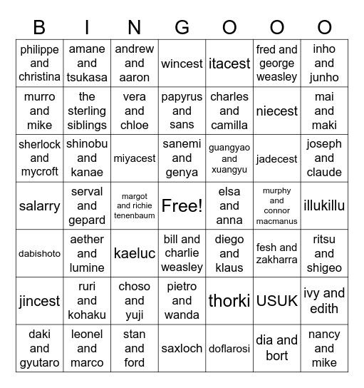 uh....... Bingo Card