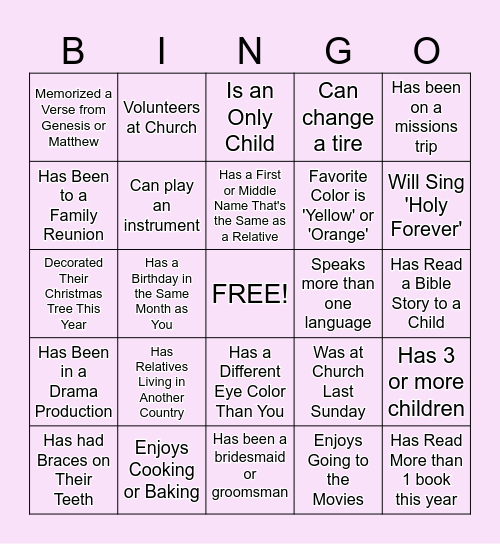 Human Bingo Card