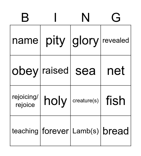 3rd Sunday in Easter year C Bingo Card