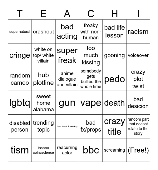 Tommorows teachings bingo board Bingo Card