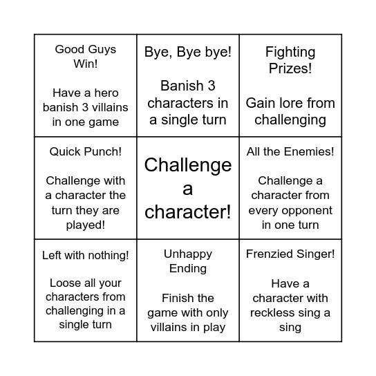 Fight Club! Bingo Card