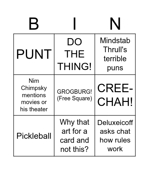 Untitled Bingo Card