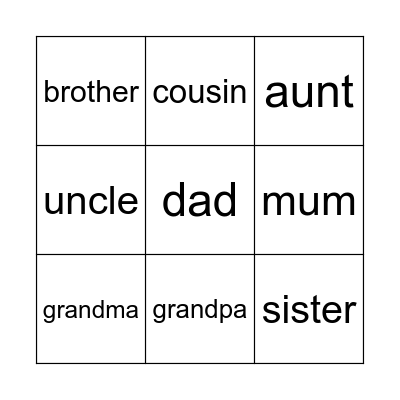 Family Bingo Card