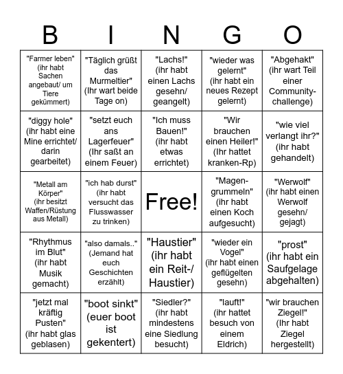 Testserver Bingo Card