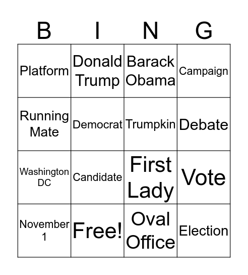 PRESIDENTIAL ELECTION Bingo Card