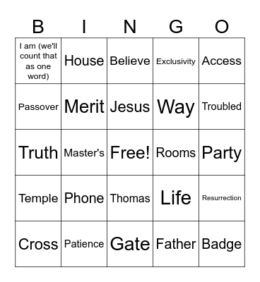 Sermon Bingo Card