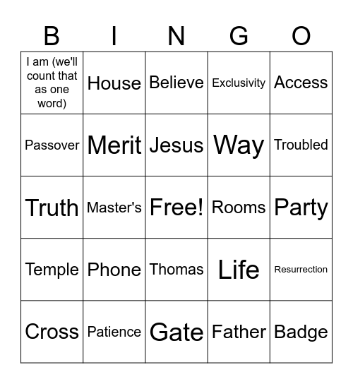 Sermon Bingo Card