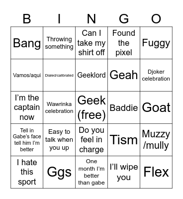 Mili Golf bingo Card