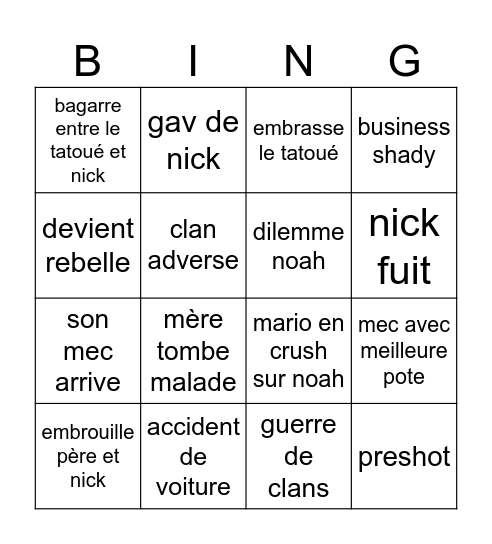 A contre sens Bingo Card