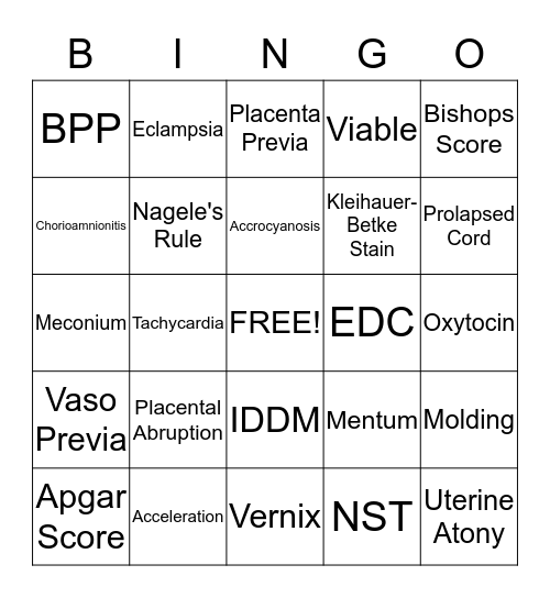 OB Bingo Card