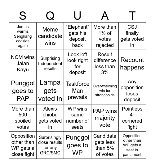 GE2025 Squat-go Bingo Card