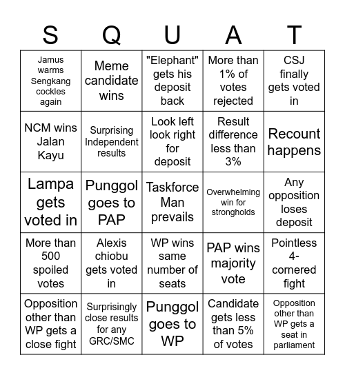 GE2025 Squat-go Bingo Card