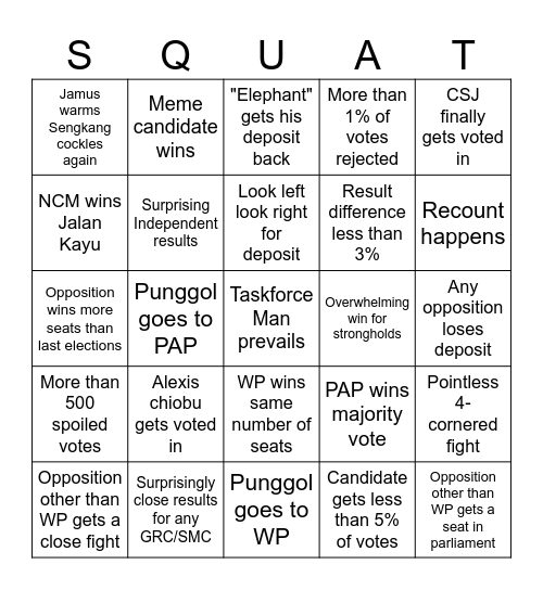 GE2025 Squat-go Bingo Card