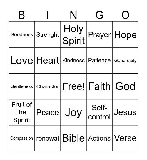 Character Ed Bingo Card