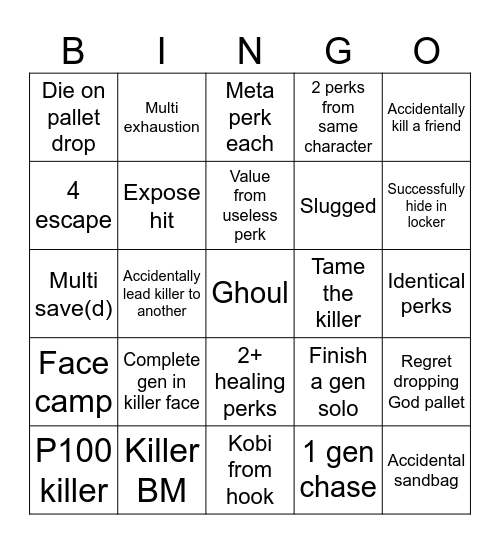 Chaos Shuffle Bingo Card