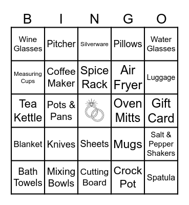Elizabeth's Bridal Shower Gift Bingo Card