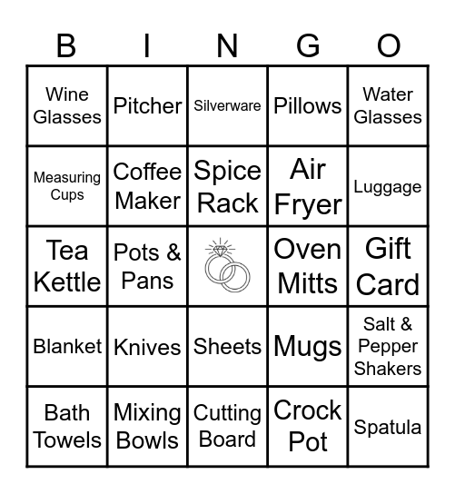 Elizabeth's Bridal Shower Gift Bingo Card