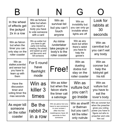 Goose goose duck carnival edition Bingo Card