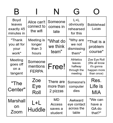 Spring Review Bingo Card