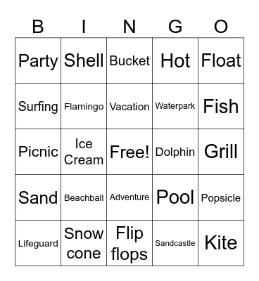 Summer Time Bingo Card