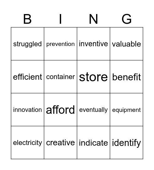 Inventive Solutions Bingo Card