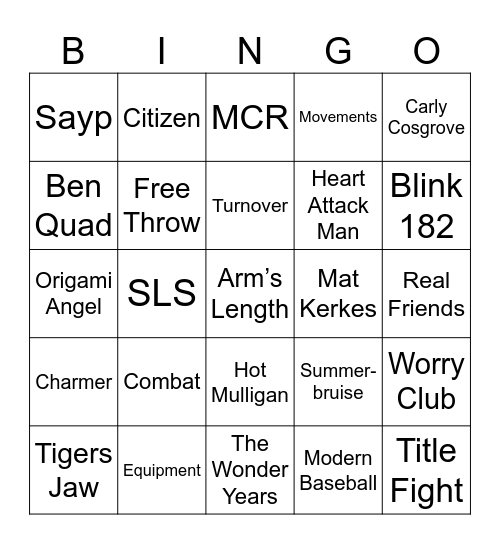 Arm’s Length Bingo Card