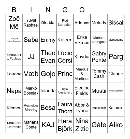 Eurovision 2025/2024 Bingo Card
