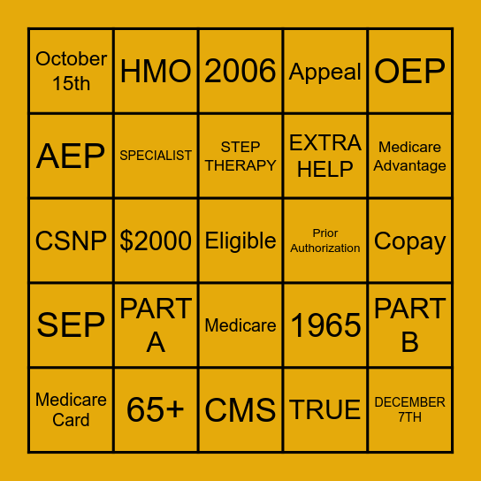 The "O" Insurance Group (Medicare Bingo) Bingo Card