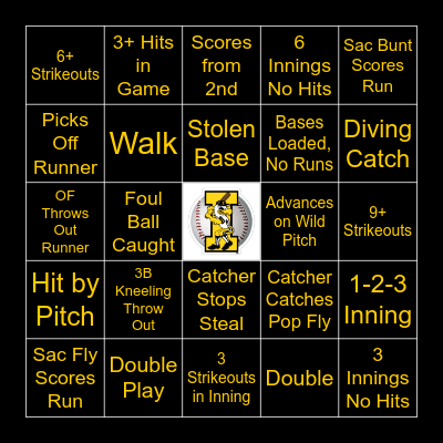 Iowa Hawkeyes Baseball Bingo Card
