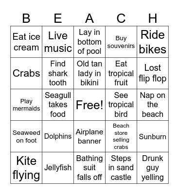 Beach bingo! Bingo Card