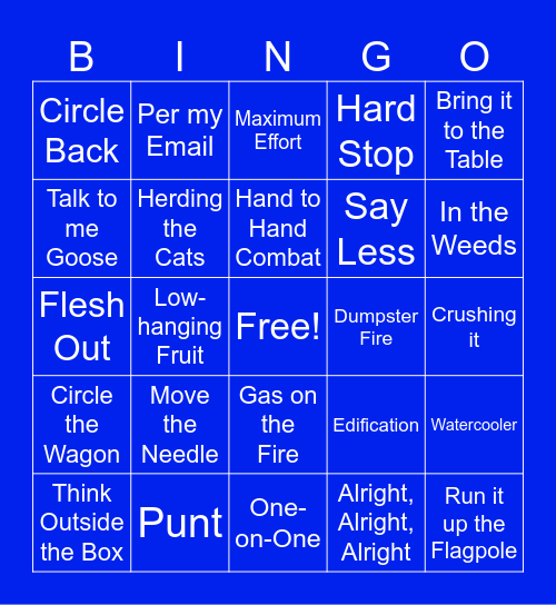 Marshall-isms Bingo Card