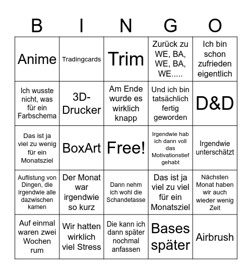 Paintomancy Monatsmaler-Bingo Card