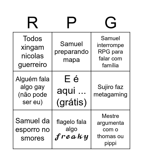 Bingo Paranormal Bingo Card