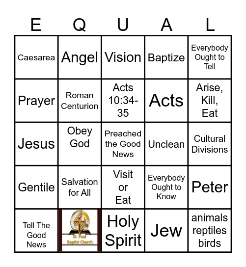 No Favorites~ The Good News is For All Bingo Card