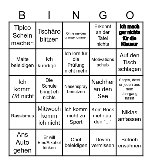 Luca Bingo Card