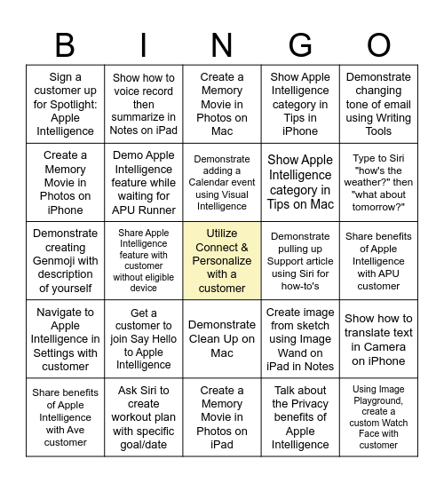 PZ Apple Intelligence Bingo Card