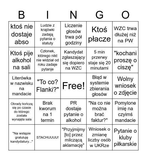 WZC Bingo Card